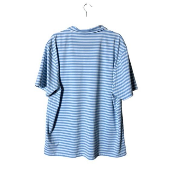 J McLaughlin Polo Shirt Mens Size XXL Short Sleeve Golf Athleisure Blue Striped - Picture 3 of 7